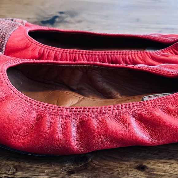 LANVIN PARIS red leather ballet flats Cap Toe US 8M Italy made Authenticated - Picture 8 of 10